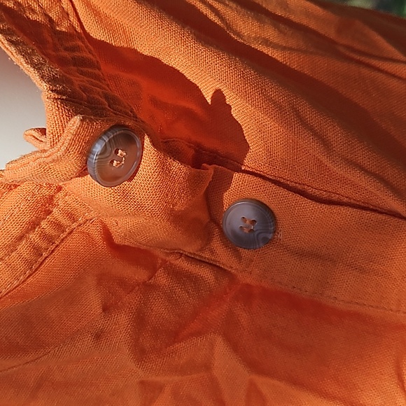 FOR CYNTHIA linen viscose orange side button tunic dress size M - Picture 8 of 15